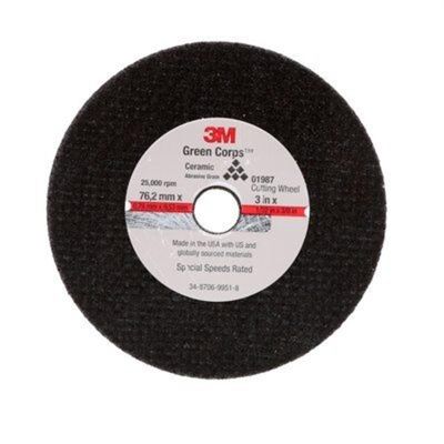 MMM1988 image(0) - Cut-Off Wheel 01988, 3 in x 1/16 in x 3/8 in, 50Ea