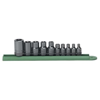 KDT80582 image(0) - 10PC 1/4, 2/7, & 1/2"DR EXTERNAL TORX SOCKET SET