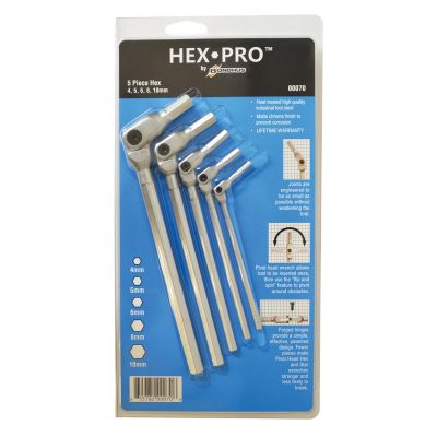 BND00070 image(0) - 5PC HEX PRO PIVOT HEAD METRIC HEX WRENCH SET