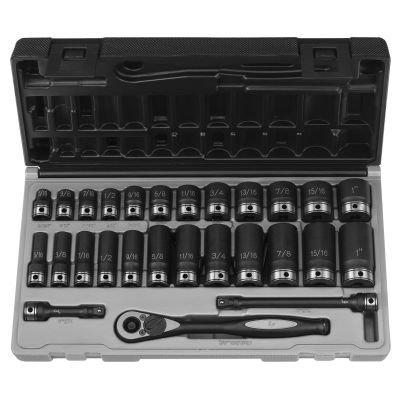 GRE81627RD image(0) - 3/8" Dr. 27pc Fract. Std & Deep Duo-Socket Set - 6