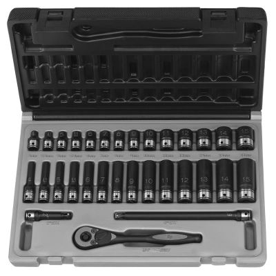 GRE89631MRD image(0) - 1/4" Dr. 31pc Metric Std & Deep Duo-Socket Set - 6