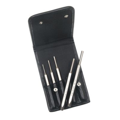 MAY15006 image(0) - 5 PC PIN PUNCH SET, 150 LINET LEATHER POUCH