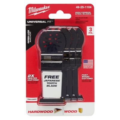 MLW49-25-1104 image(0) - Milwaukee OPEN-LOK 1-3/8" HCS WOOD BLADES 3PK + 1 JAPANESE TOOTH HARDWOOD BLADE