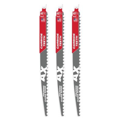 MLW48-00-5333 image(0) - 12" 3 TPI The AX™ with Carbide Teeth for Pruning & Clean Wood SAWZALL® Blade 3PK