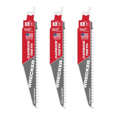 MLW48-00-5341 image(0) - 6" 6 TPI THE WRECKER™ with Carbide Teeth SAWZALL® Blade 3PK