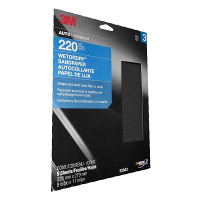 MMM32043 image(0) - PAPER SHEETS-WETORDRY 9"X 11" P220 5/PK 10PK/CS