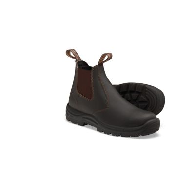 BLU490-130 image(0) - Blundstone 490 Soft Toe Elastic Side Slip-on Boot, Water Resistant, Kick Guard, Stout Brown