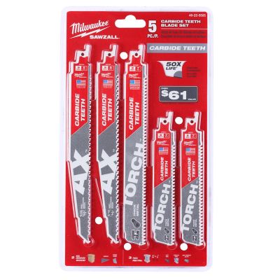 MLW49-22-5505 image(0) - 5PC Carbide Teeth Sawzall Blade Set