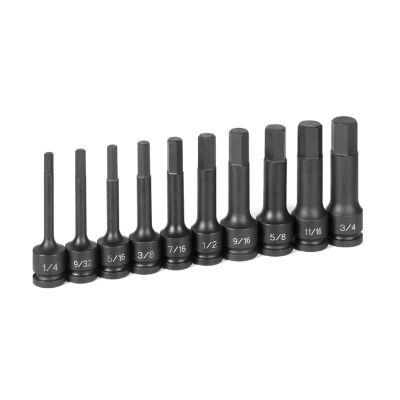 GRE1340H image(0) - 10PC 1/2" DR 4" LENGTH FRAC HEX DRIVER SET