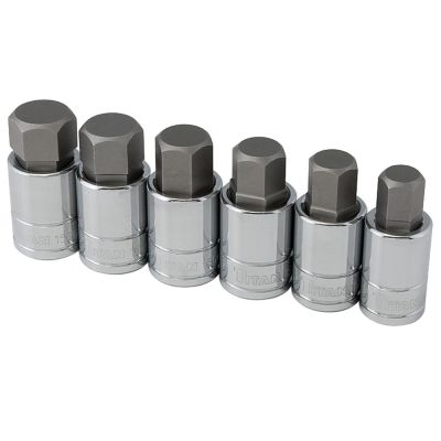 TIT16156 image(0) - 6-PC 1/2" DR SAE LARGE HEX BIT