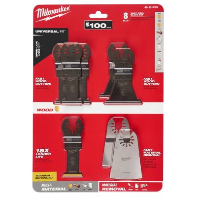 MLW49-10-9125 image(0) - Milwaukee UNIVERSAL FIT OPEN-LOK OSCILLATING MULTI-TOOL 8PC MULTI-TOOL BLADE GP SET