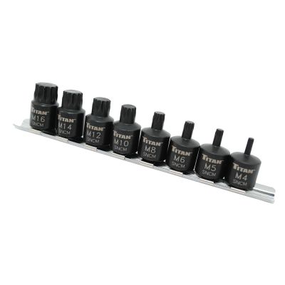 TIT16138 image(0) - 9 Pc. 3/8" Drive Stubby Triple Squ
