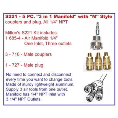 MILS221 image(0) - 5 pc. "M" Style 3 in 1 Manifold Kit