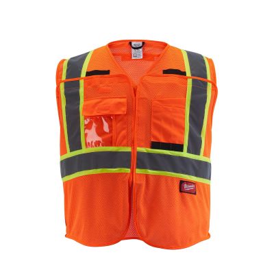 MLW48-73-5178 image(0) - Class 2 Breakaway High Visibility Orange Mesh Safety Vest - 4XL/5XL (CSA)