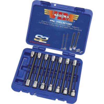 VIMHXL100 image(0) - 14-Piece 3/8 in. Square Drive Fractional SAE Extra Long Hex and Ball Hex Driver Set