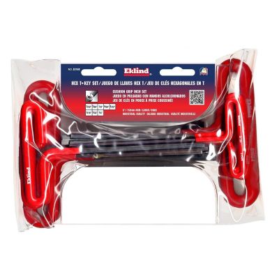 EKL53168 image(0) - HEX KEY SET 8 PC T-HANDLE 6IN. SAE 3/32-1/4IN.CUSH