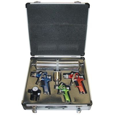 TIT19221 image(0) - 4 Pc. Hvlp Spray Gun Kit W/Aluminum Case