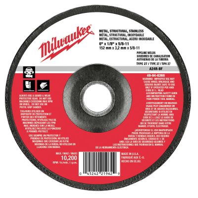 MLW49-94-6360 image(0) - 6" x 1/8" x 5/8-11" Grinding Wheel (Type 27)