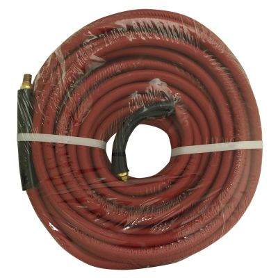 APH21777 image(0) - Apache 3/8 in. x 50 ft. Red Rubber Hose Coupled Brass 1/4 in. Male x Male