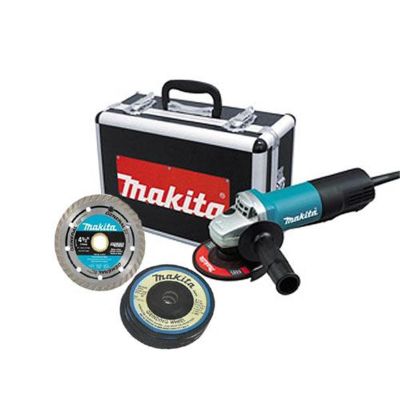 MAK9557PBX1 image(0) - 4-1/2" Paddle Switch Cut-Off/Angle Grinder w/ Diamond Blade and (4) Grinding Wheels